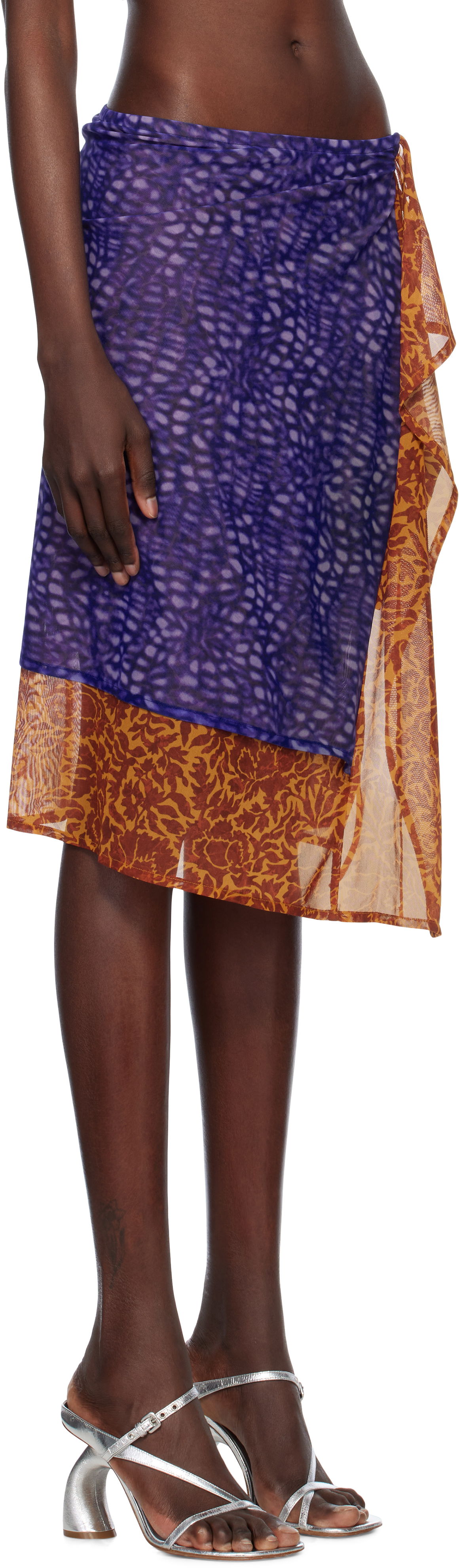 Пола Dries Van Noten Dries Van Noten Double Layered Midi Skirt Многоцветен | 251-011164-1619, 1