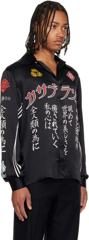 Риза Casablanca Emblem Long Sleeve Silk Satin Shirt Черно | U-AW25-SH-021-04-M, 1