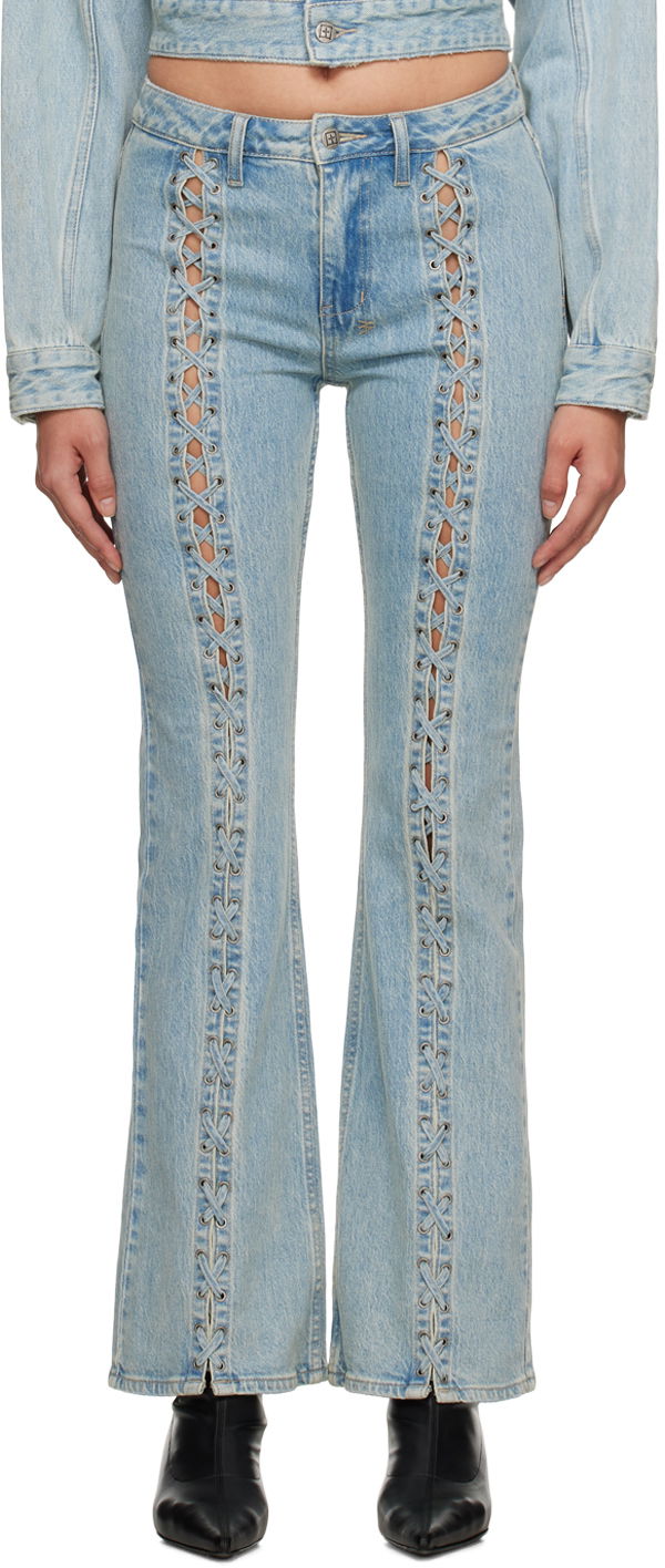 Дънки Ksubi Ksubi Soho Dove Lace-Up Flare Jeans Тюркоазено | WFA23DJ022