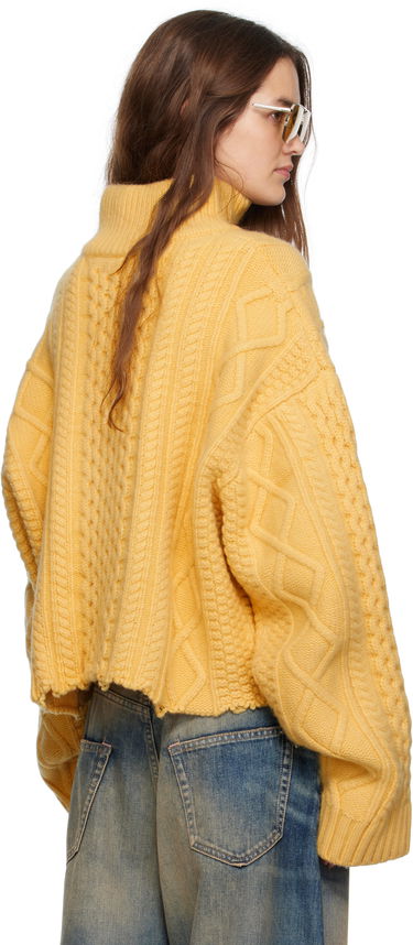 Пуловер Martine Rose Martine Rose Cropped Cable Knit Half-Zip Sweater Жълто | 972YA18721, 2
