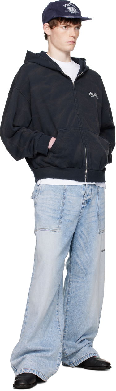 Суитчър We11done We11done Gothic Logo Zip-Up Hoodie Черно | WD-TJ2-25-845-U-NV, 3