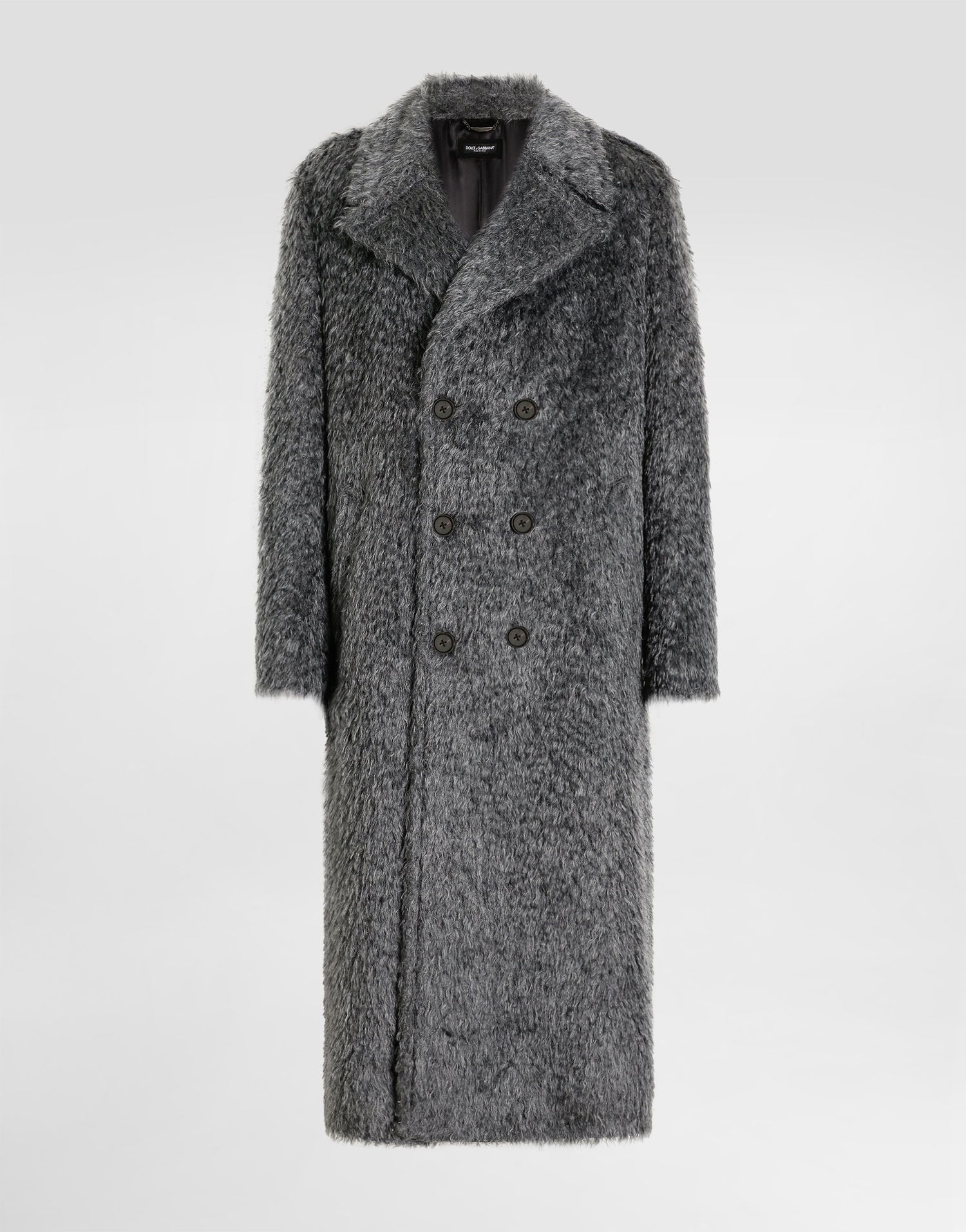 Палта Dolce & Gabbana Long Double-breasted Fur-effect Coat Сиво | G054CTFUZDDS8290, 0