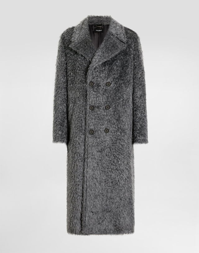 Long Double-breasted Fur-effect Coat