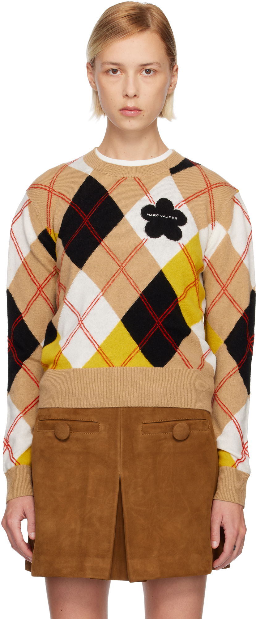 Пуловер Marc Jacobs Preppy Daisy Argyle Crewneck Sweater Многоцветен | 2F5RTP013K12