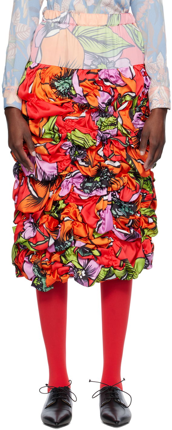 Пола Comme des Garçons Floral Print Midi Skirt Червено | GM-S013-051, 0