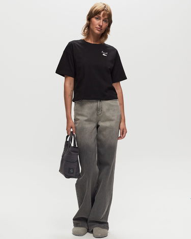 Съкратен топ Lacoste Cropped T-Shirt With Short Sleeves Черно | TF2523-031, 1