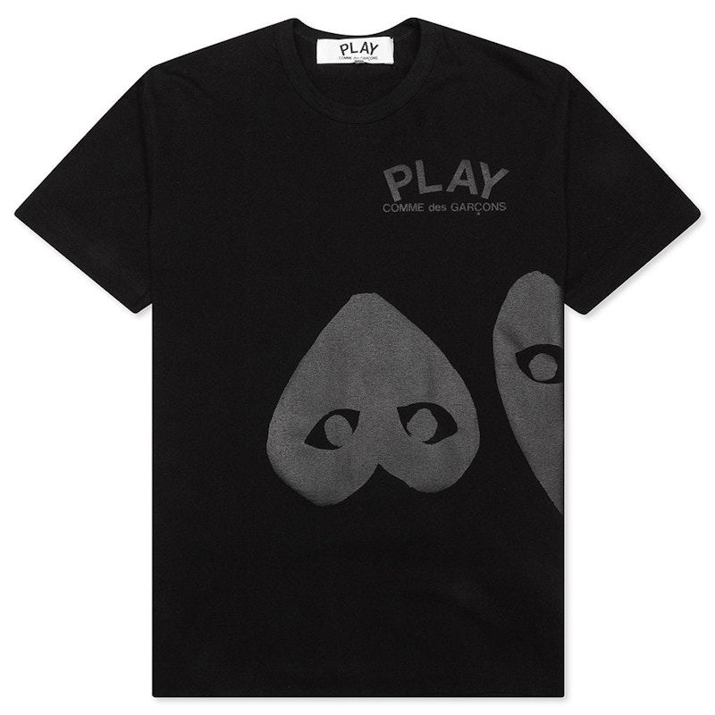 Тениска Comme des Garçons Play Three Hearts T-Shirt Черно | AZ-T195-051-1