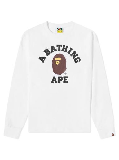 Тениска BAPE Long Sleeve College Tee Бяло | 001LTI801011M-WHT