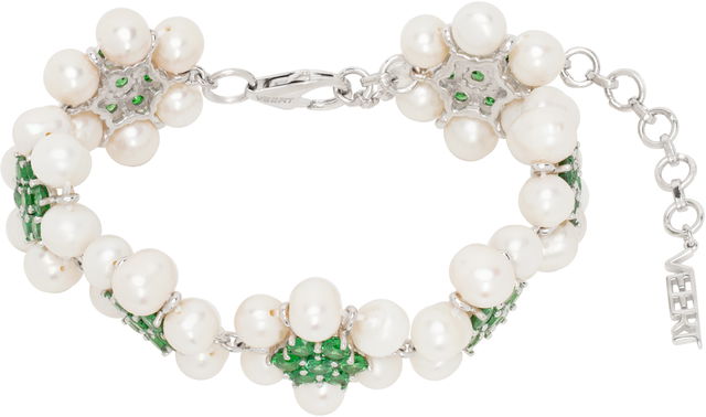 'The 42 Pearl Green Flower' Bracelet