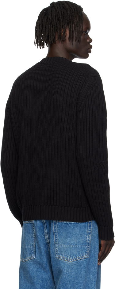 Пуловер BOSS Hugo Embroidered-Logo Ribbed Knit Sweater Черно | 50546863, 2