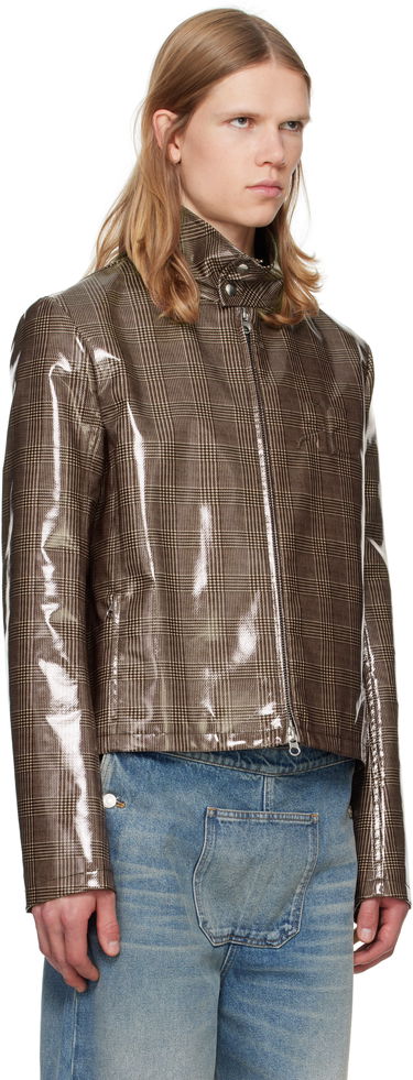 Яке Courrèges Courrèges Prince Of Wales Vinyl Biker Jacket Кафяво | 324CBL195VY0023, 1
