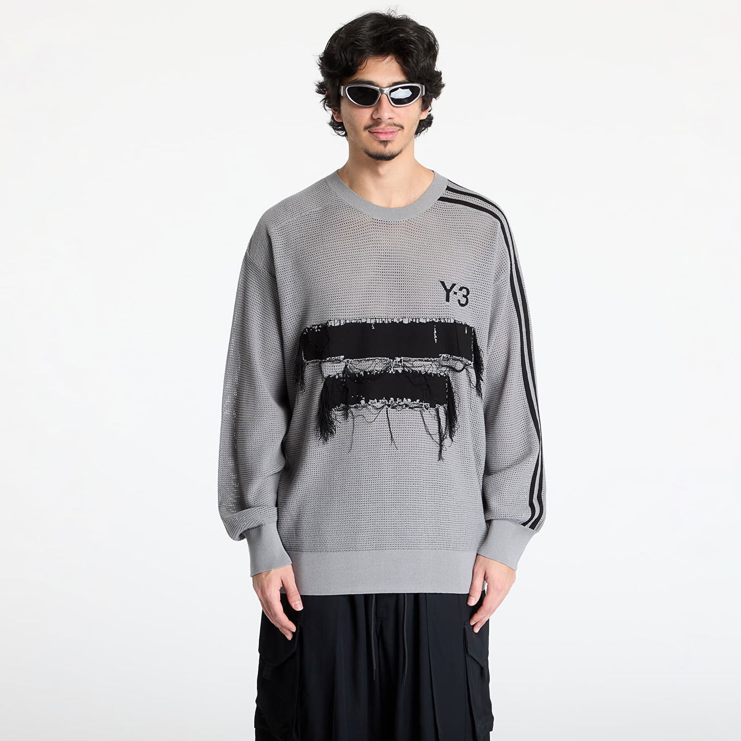 Пуловер Y-3 Y-3 Graphic Knit Crew Sweatshirt Сиво | JM3238, 0