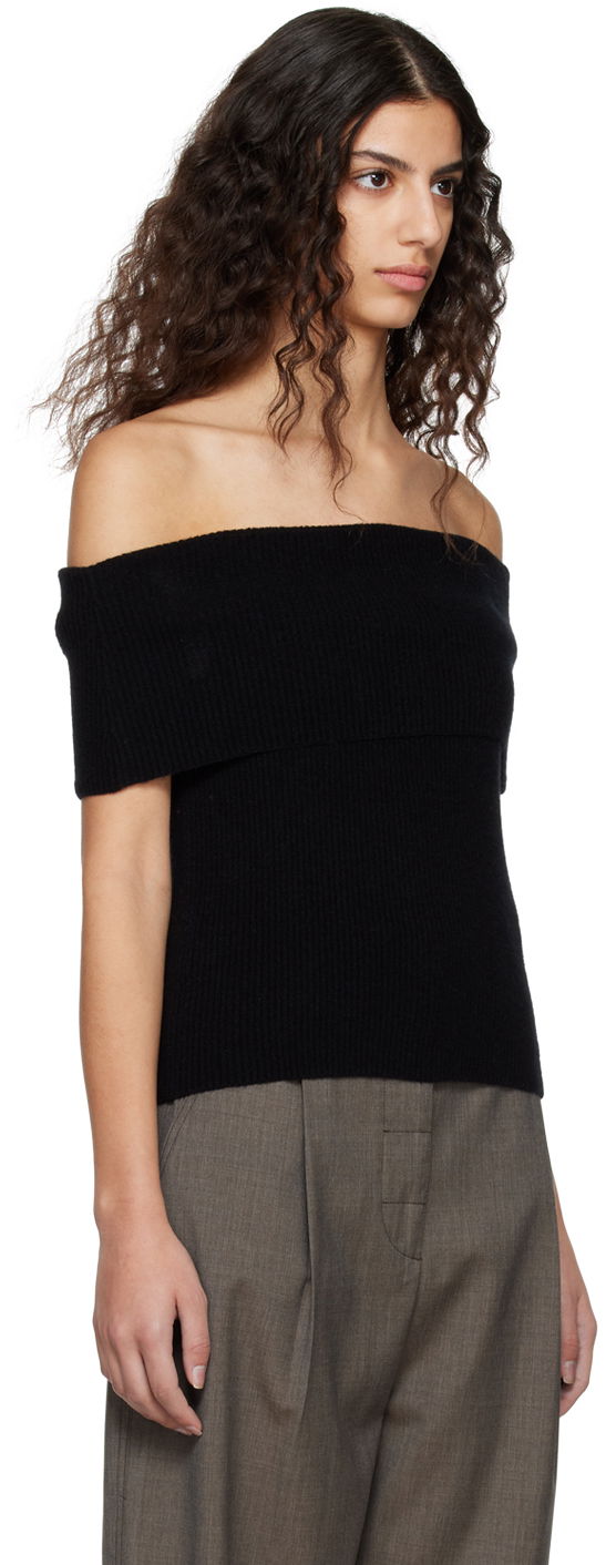 Пуловер TOTEME TOTEME Off-The-Shoulder Knit Top Черно | 231-5132-325, 1