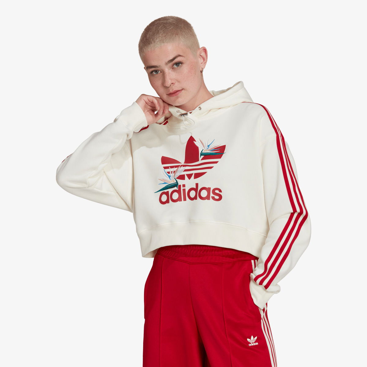 Суитчър adidas Originals Thebe Magugu Floral Hoodie Бяло | HK5210, 1