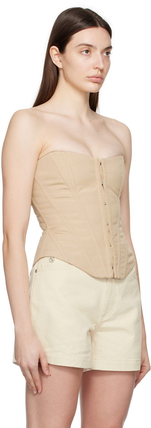 Сутиен Stella McCartney Stella McCartney Lace-Up Corset Top Бежово | 6T01683DU701, 1