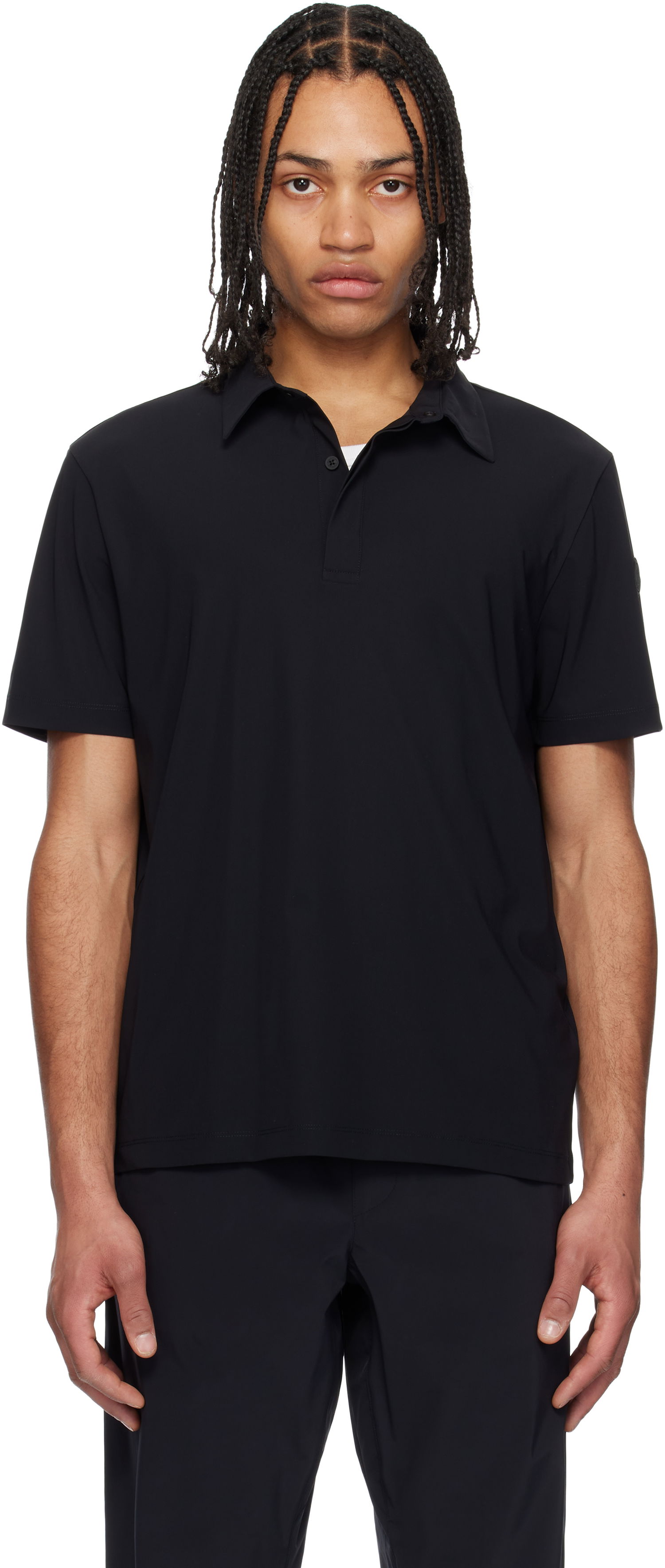 Поло тениска Moncler Moncler Black Logo Patch Polo Черно | K10918A00010829JP, 0