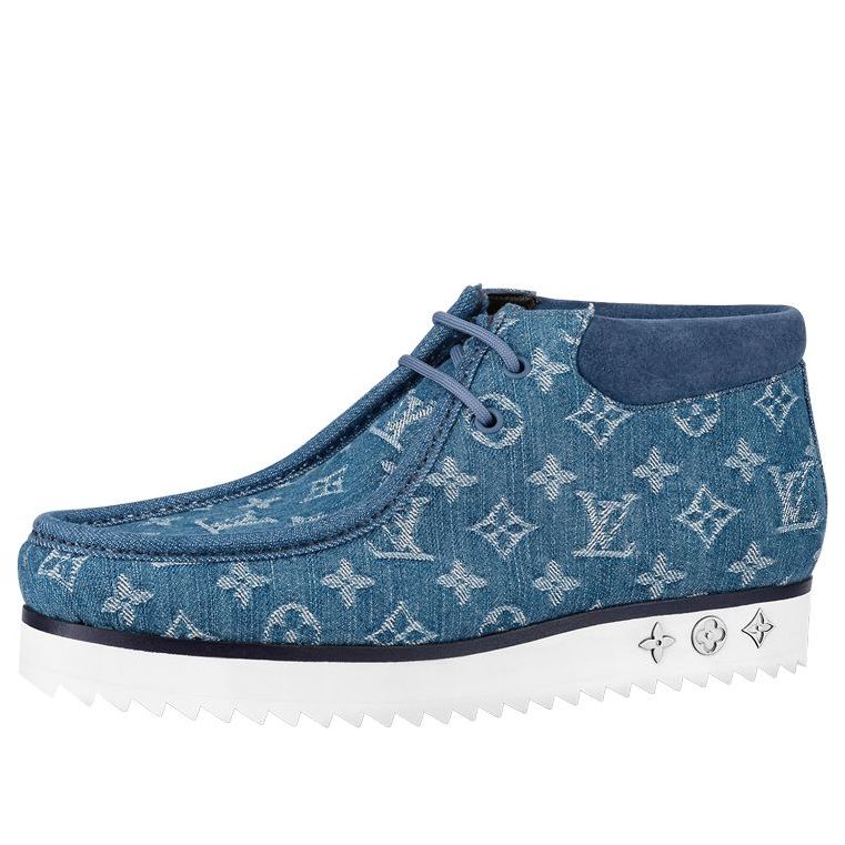 Кецове и обувки Louis Vuitton Monogram Denim Ankle Boots Синьо | 1A8JTE