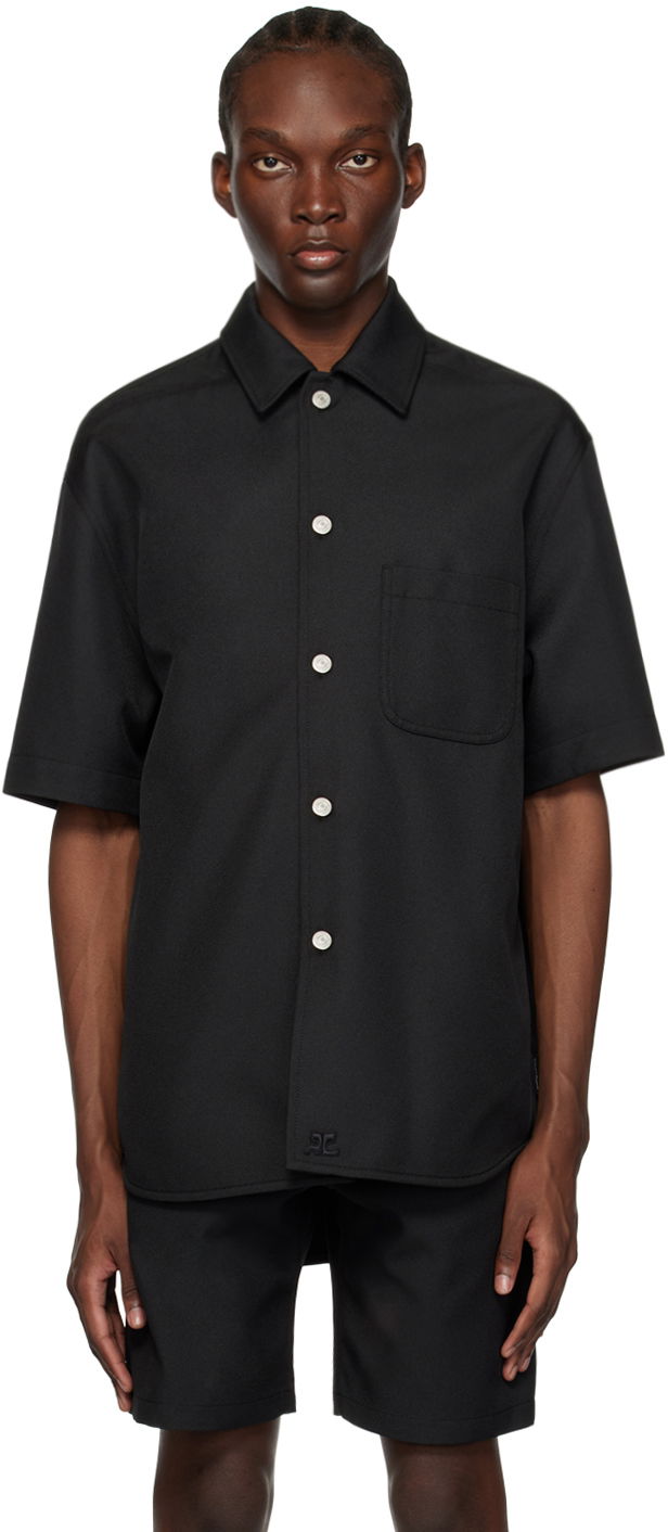 Риза Courrèges Short Sleeve Button-Up Shirt Черно | 123CCH023PL0056