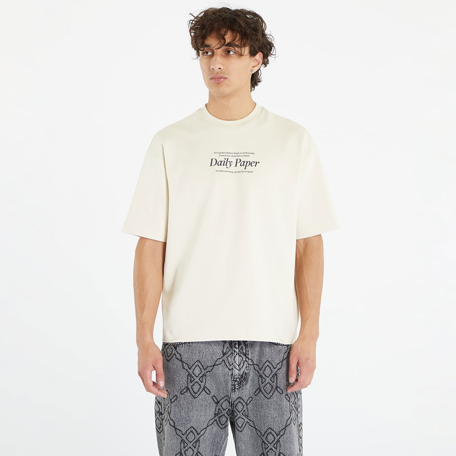 Тениска DAILY PAPER Rosie Short Sleeve T-Shirt Birch White Бяло | 2321126, 0