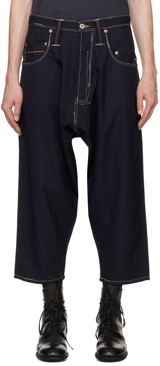 Панталони Junya Watanabe Levi's Edition Pinstripe Wool Trousers Тъмно синьо | WN-P205-051