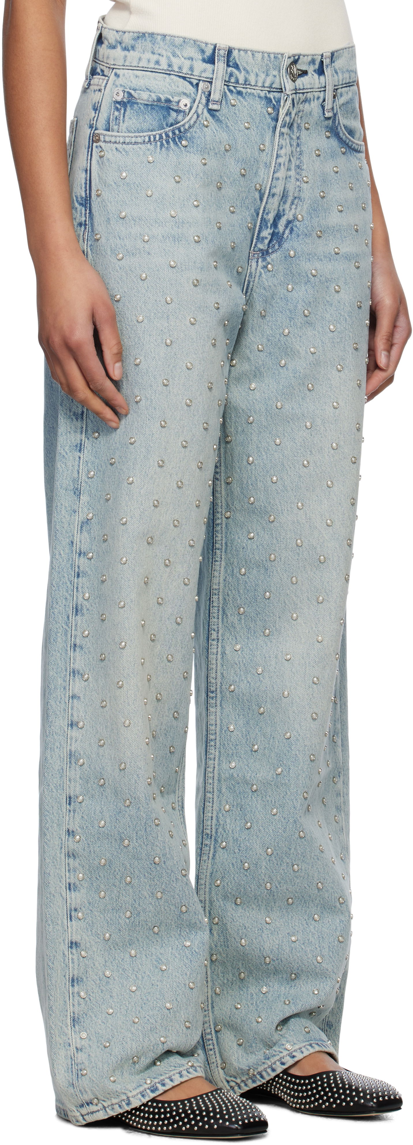 Дънки rag & bone rag & bone Shea Relaxed Straight Jeans Синьо | WDD24H2998RGDE, 1