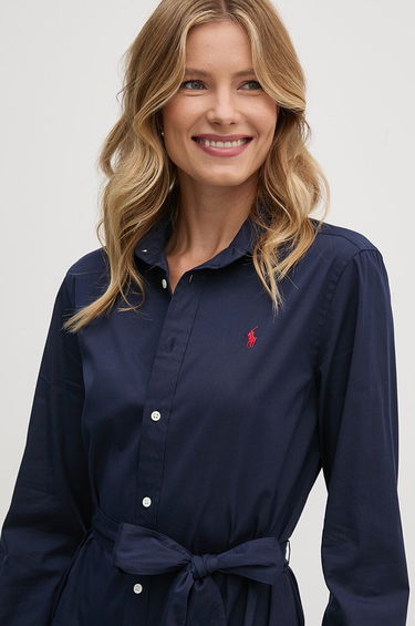 Pокля Polo by Ralph Lauren Long Sleeve Midi Shirt Dress Синьо | 211944007, 4