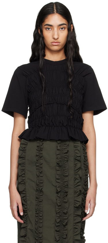 Тениска Cecilie Bahnsen Smocked T-Shirt Черно | 2.24RTW11003 OASIS TOP, 0