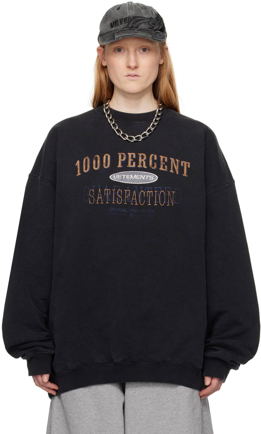 Суитчър VETEMENTS '1000 Percent' Sweatshirt Черно | UE64CW200B, 0