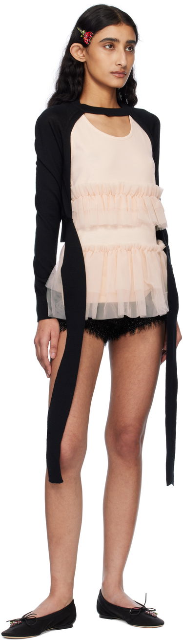Пуловер Simone Rocha Simone Rocha Cropped Cut-Out Cardigan Черно | KMK20 0647, 4