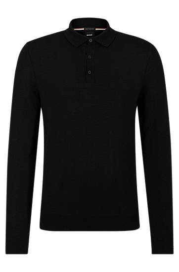 Long-Sleeved Virgin Wool Polo Sweater