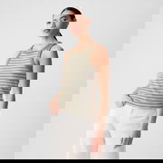 Modal Rib Halter Khaki Stripe