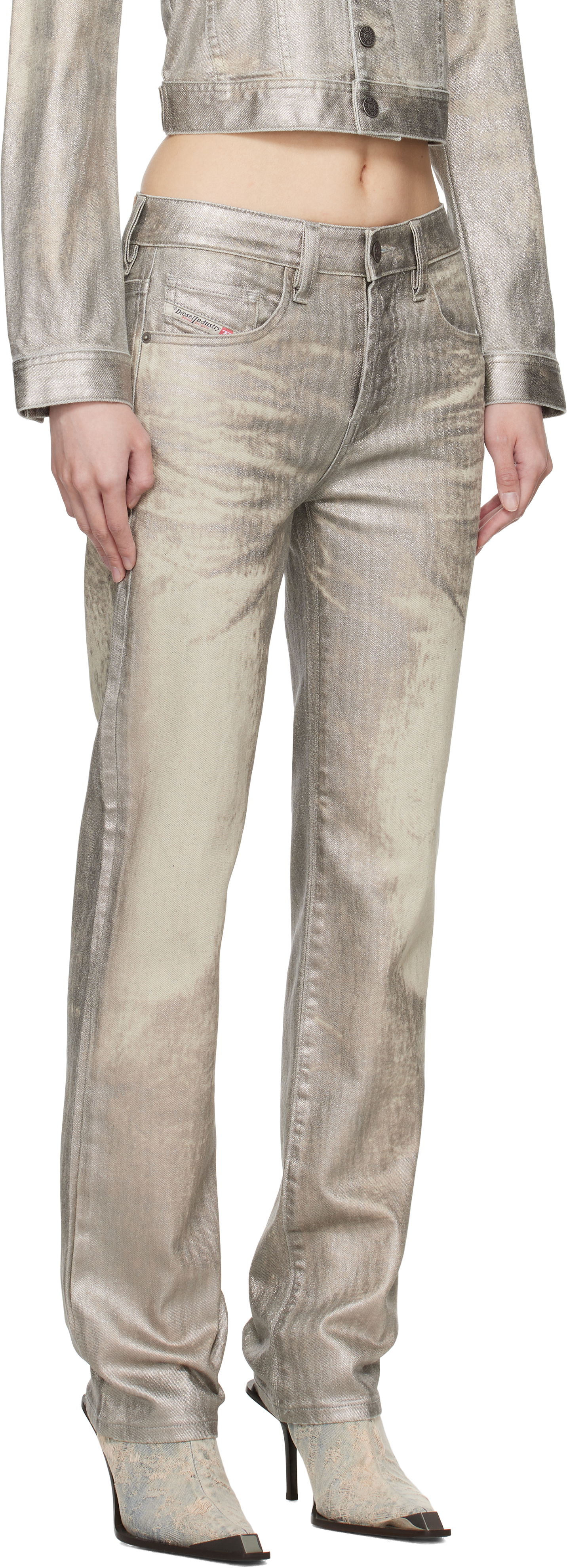 Дънки Diesel Metallic Straight Jeans Металик | A14797 0CBCZ, 1