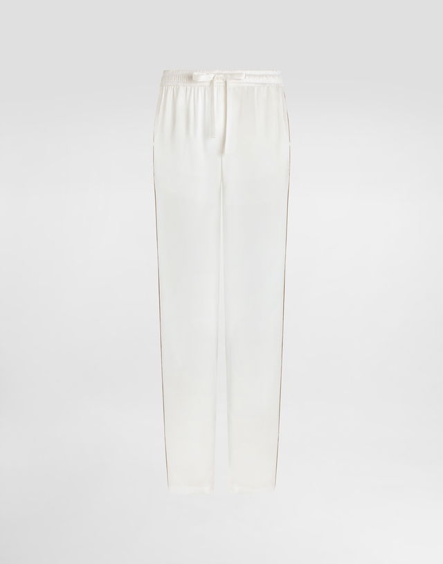 Dolce & Gabbana Silk Pajama Pants with Logo Embroidery