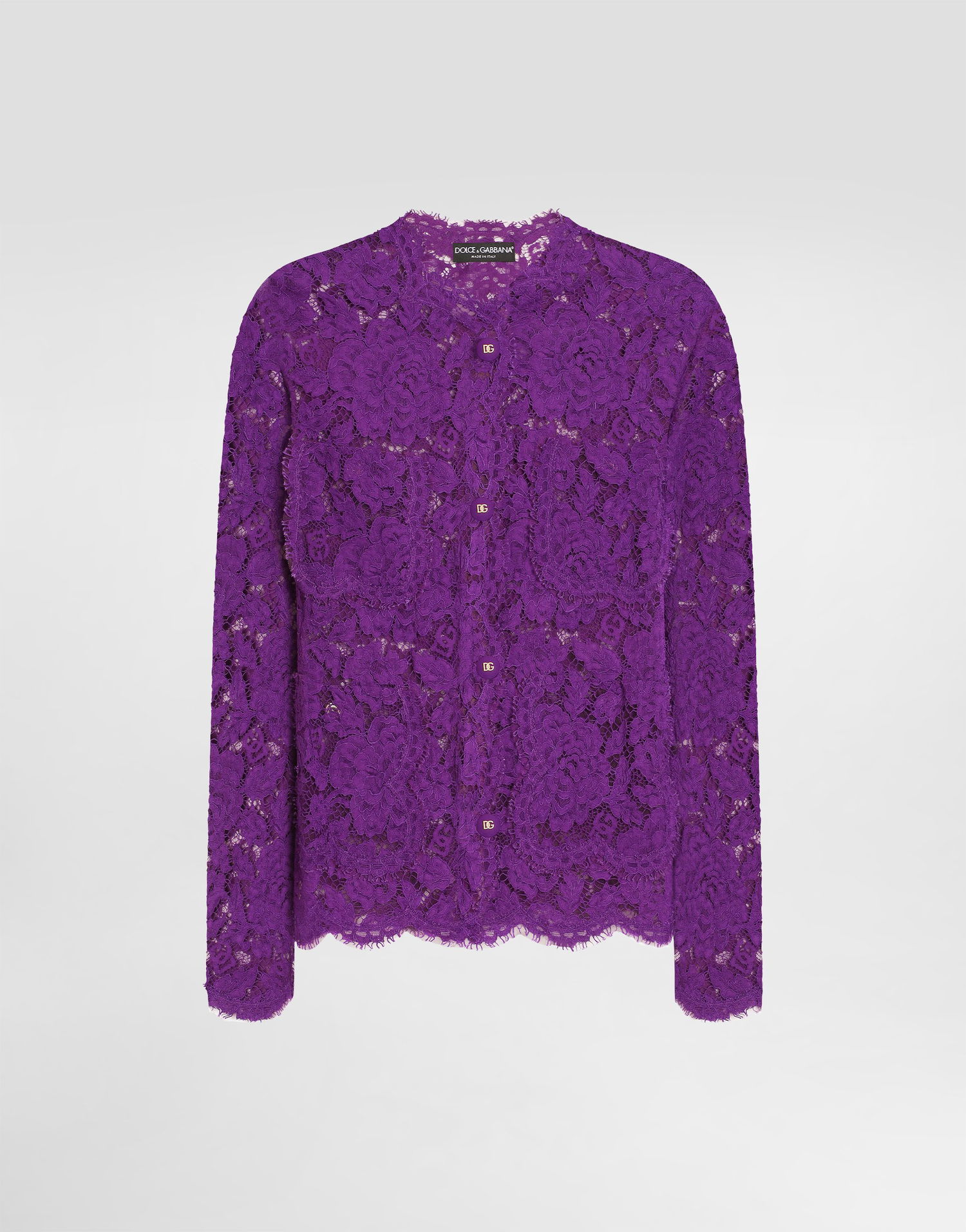 Риза Dolce & Gabbana Cordonetto Floral Lace Button-Up Top Лилаво | F29TUTHLM7LF0571, 0