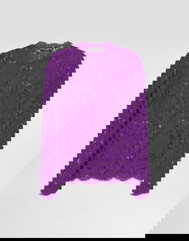 Риза Dolce & Gabbana Cordonetto Floral Lace Button-Up Top Лилаво | F29TUTHLM7LF0571, 0