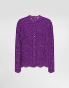 Cordonetto Floral Lace Button-Up Top