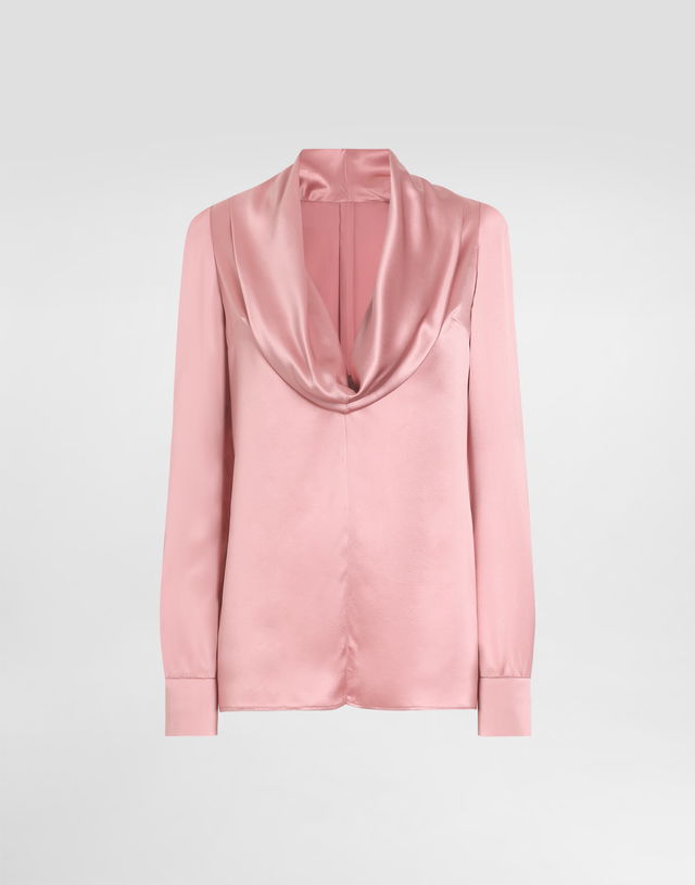 Dolce & Gabbana Satin Blouse with Shawl Neck