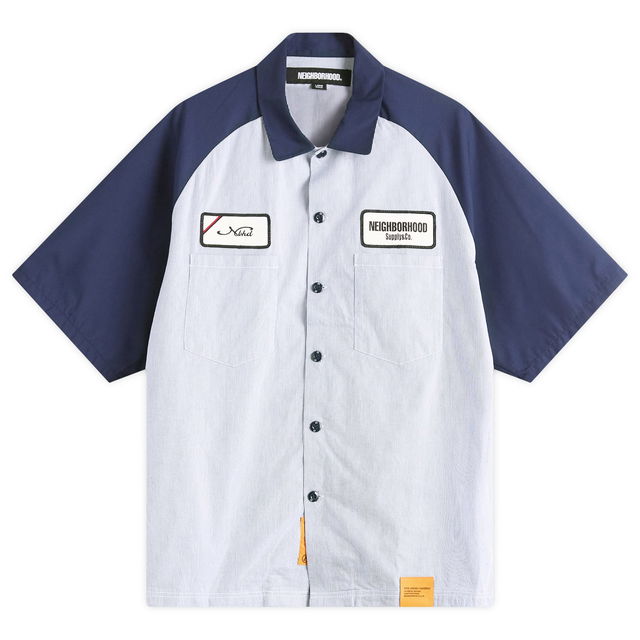Neighborhood Classic Stripe Short Sleeve Work Shirt, Size Large