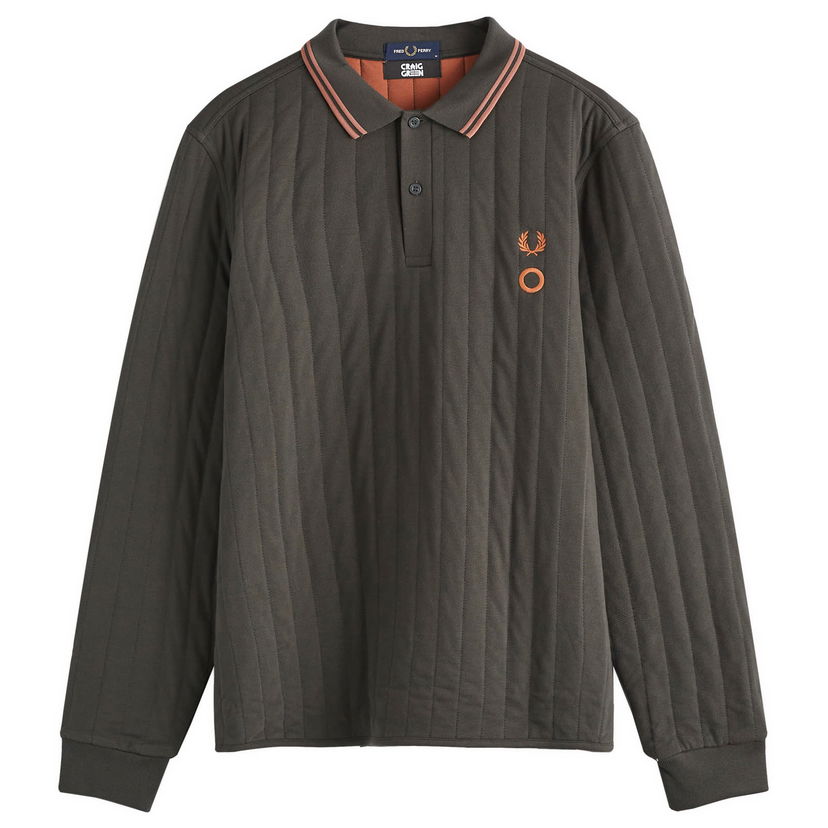 Поло тениска Fred Perry Long Sleeve Quilted Polo Сиво | SM8152-ANT