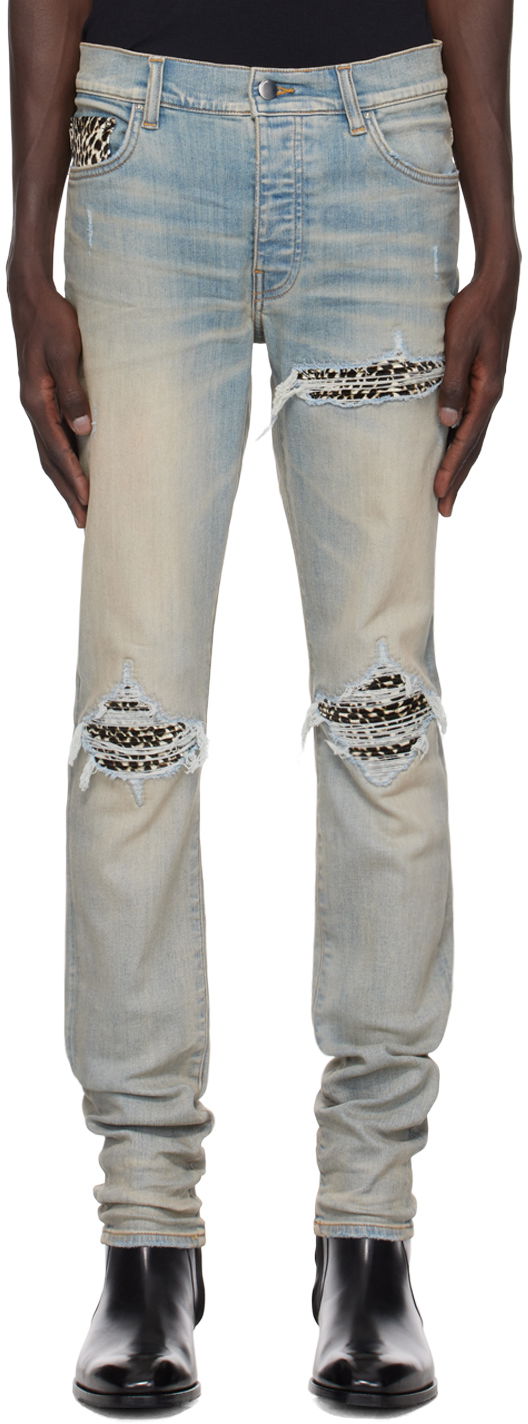 Дънки AMIRI Leopard MX1 Jeans Синьо | AMDNSY1080, 0