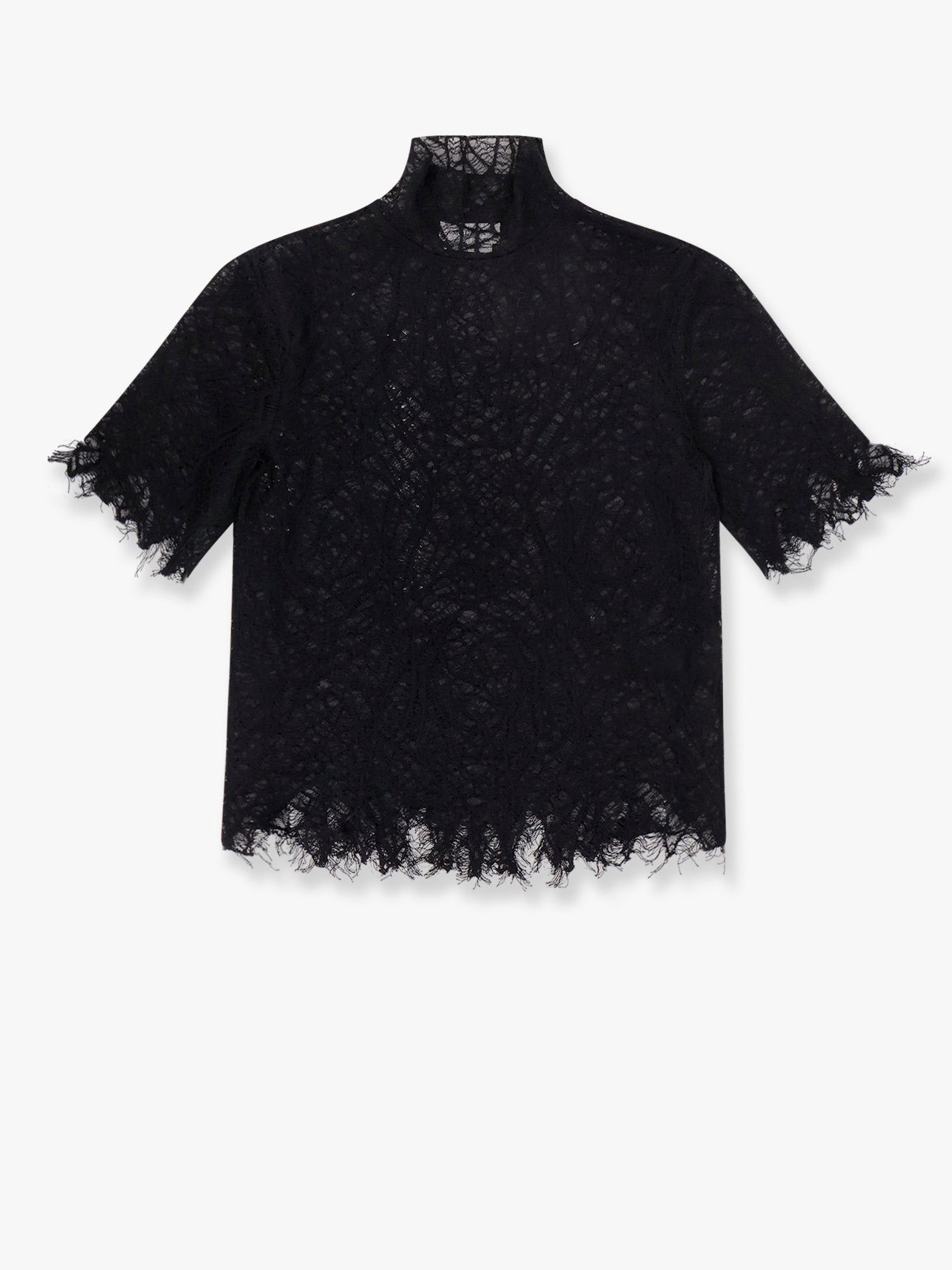 Тениска Alexander McQueen Alexander McQueen Women's Lace Mock Neck Top Черно | 829306Q1BC91000, 0
