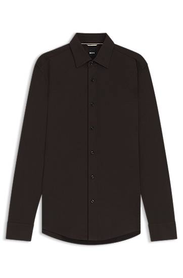 Slim-fit mercerised cotton shirt