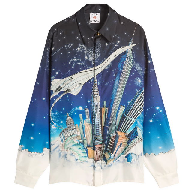 Casablanca Classic Long Sleeve Silk Shirt, Size Large