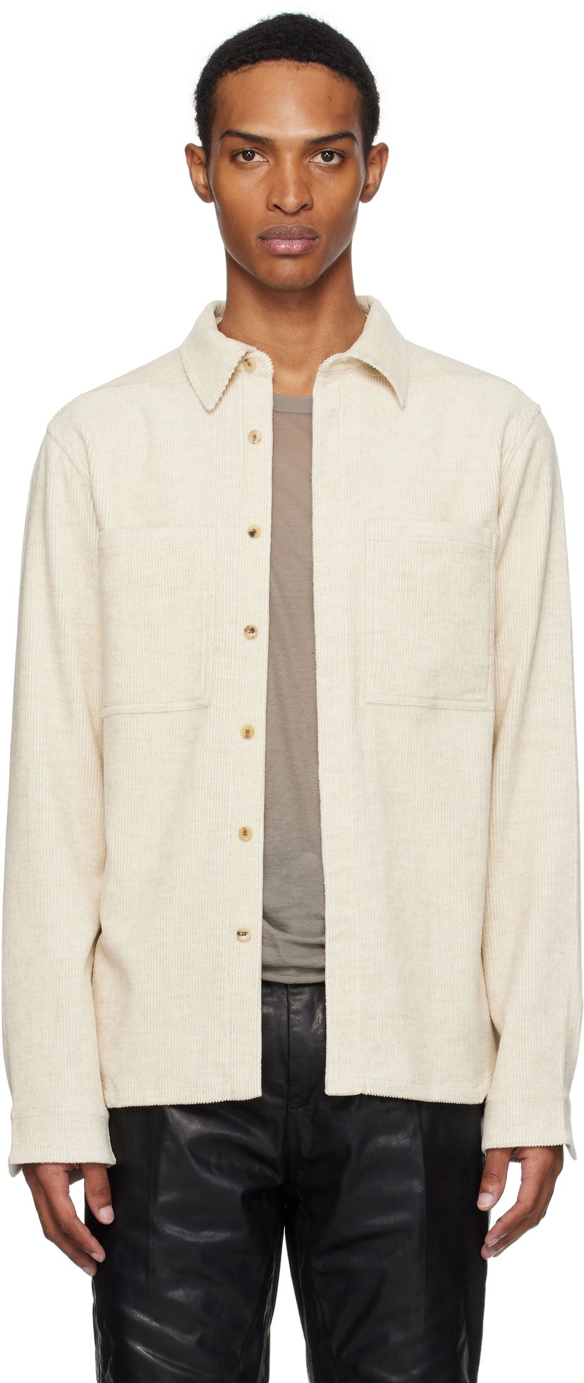 Риза Rick Owens Rick Owens Concordians Corduroy Work Shirt Бежово | RU02E1292 MLC