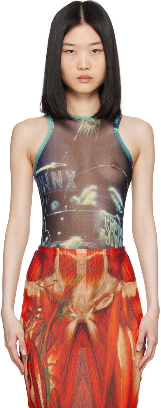 боди Jean Paul Gaultier Gaultier 'The Pigalle' Printed Bodysuit Синьо | 24/30-F-BD044-T552-59560100, 0