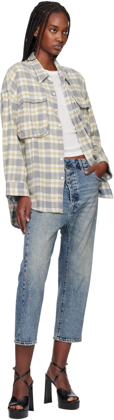 Дънки R13 R13 Exene Cropped Distressed Jeans Синьо | R13WD139-D213A, 3