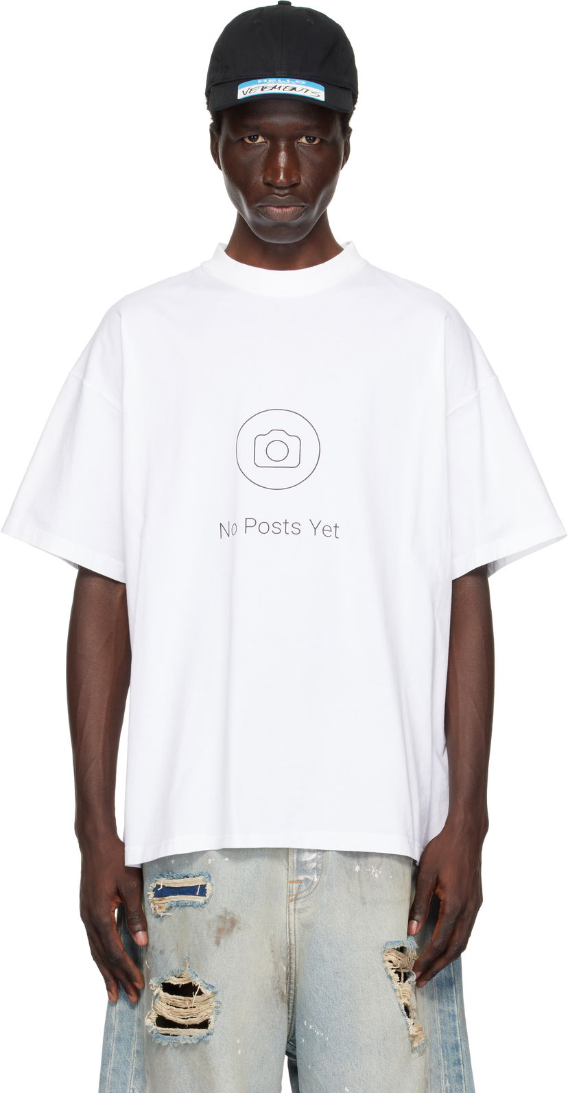 Тениска VETEMENTS 'No Posts' Graphic Print Regular T-Shirt Бяло | UA66TR730W