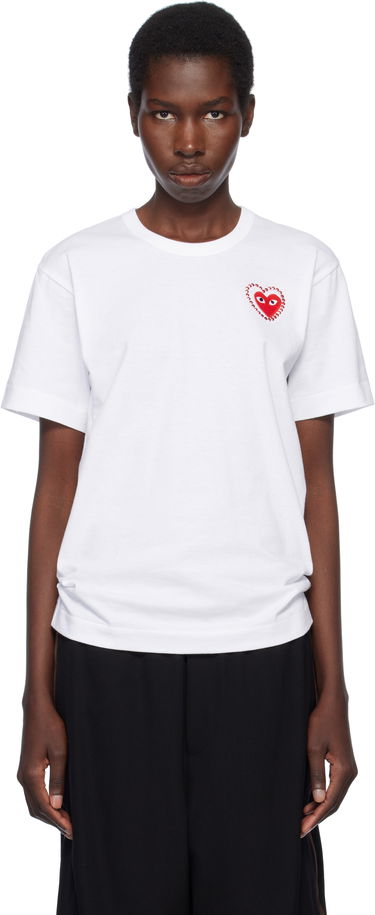Тениска Comme des Garçons PLAY Metal Stone Emblem Heart T-Shirt Бяло | AX-T802-051, 0