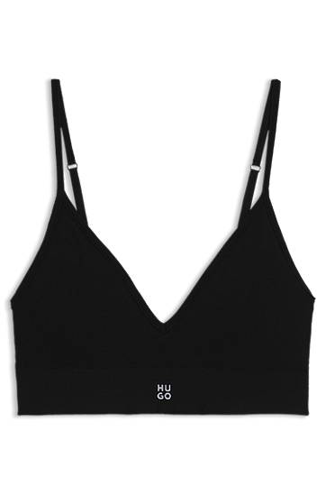 Сутиен BOSS HUGO Seamless Ribbed Bralette with Removable Padding Черно | 50545745