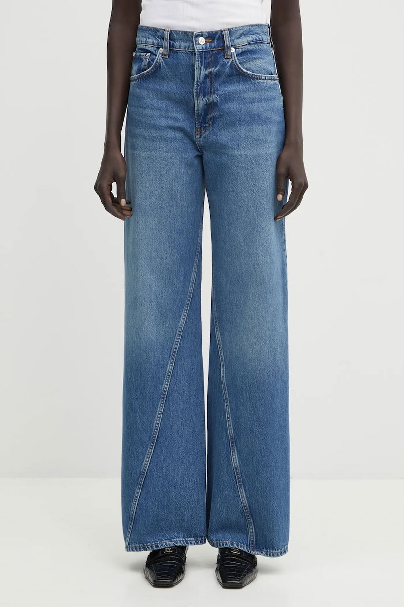 Дънки Anine Bing Brie Jean High Waist Wide Leg Front Seam Jeans Синьо | A.06.10892